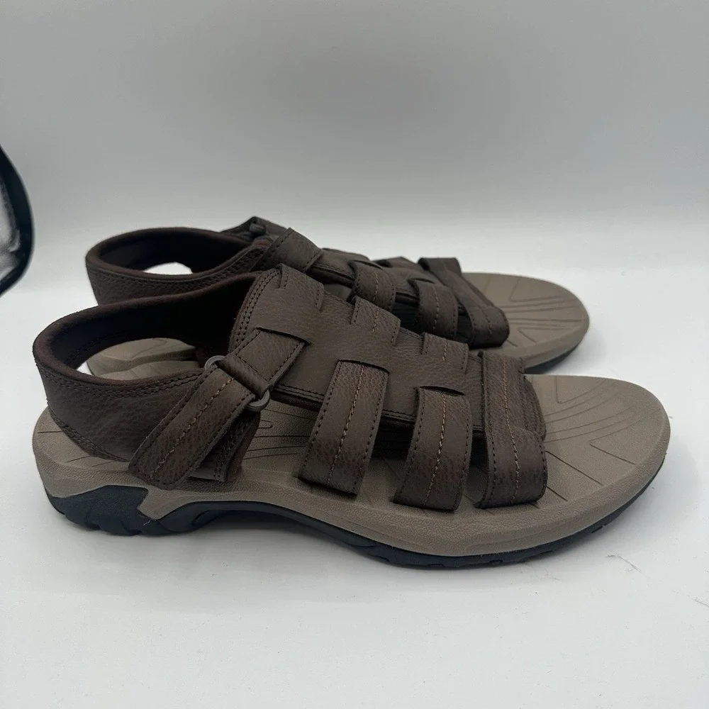 Rockport Byron Fisherman Sandals Mens‎ Sz 9 M Java Brown Adjustable Strap Shoes